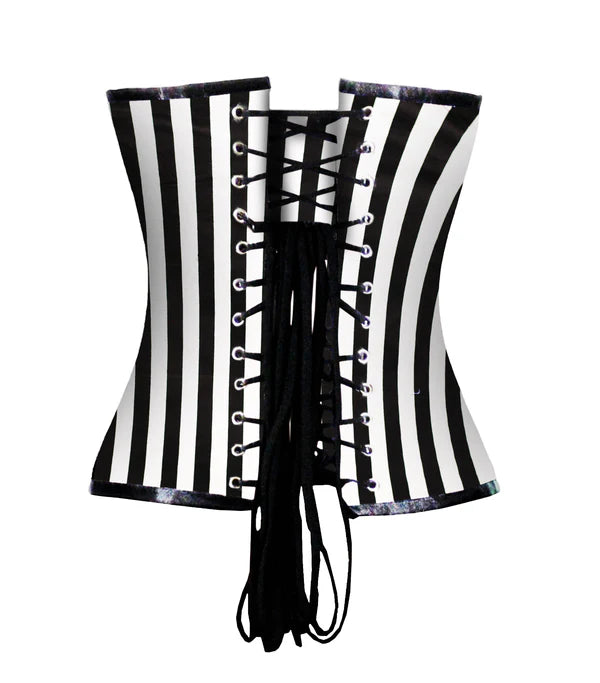 Black White strip Cotton Authentic Overbust Corset