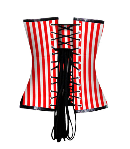 Red White strip Cotton Authentic Overbust Corset